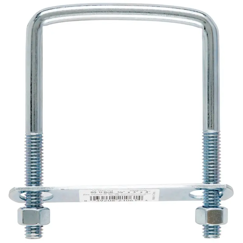 3/8 In. X 3 In. W X 4 In. L Coarse Zinc-plated Steel Square Bend U Bolt