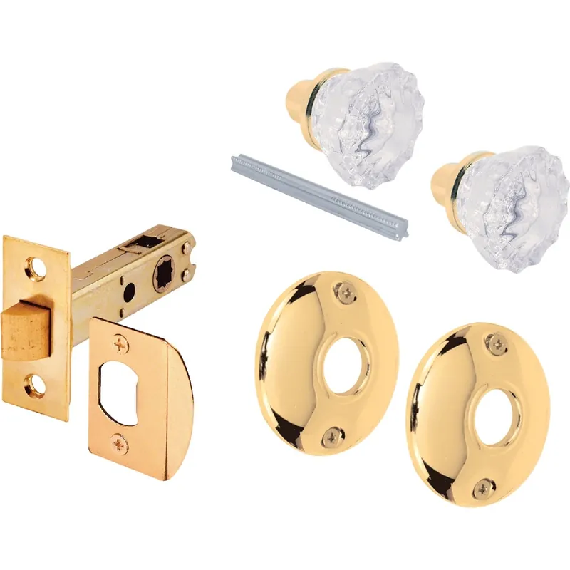 E 2317 Glass Knob Passage Door Latch Set With Brass Finish