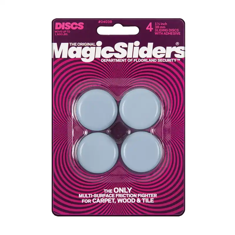 Magic Sliders Gray 1-1/2 In. Adhesive Plastic Sliding Discs 4 Pk