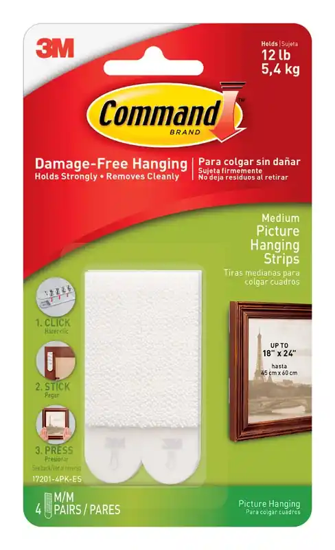 3M Command White Medium Picture Hanging Strips 10 Lb 4 Pk
