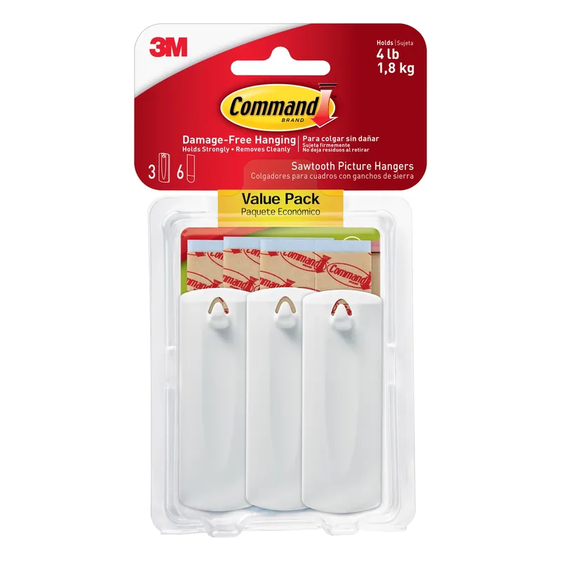 3M Command White Sawtooth Picture Hanger 4 Lb 3 Pk
