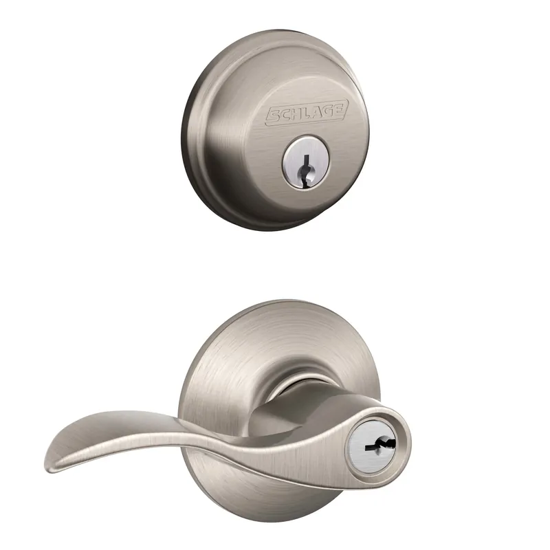 Satin Nickel Accent Design Combination Keyed Entry Lockset And Deadbolt