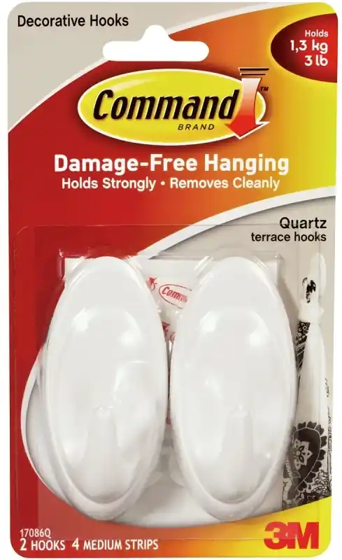 Command 2-Pack Quartz Adhesive Hooks