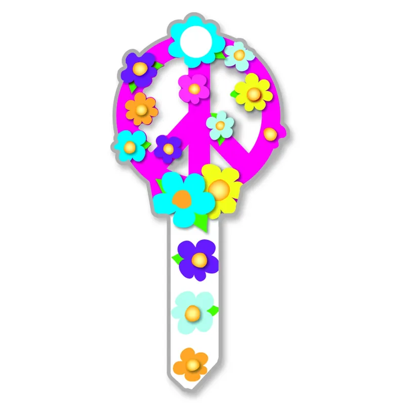 Peace Sign Design Decorative House Key Blank Kw11 For Kwikset & Schlage