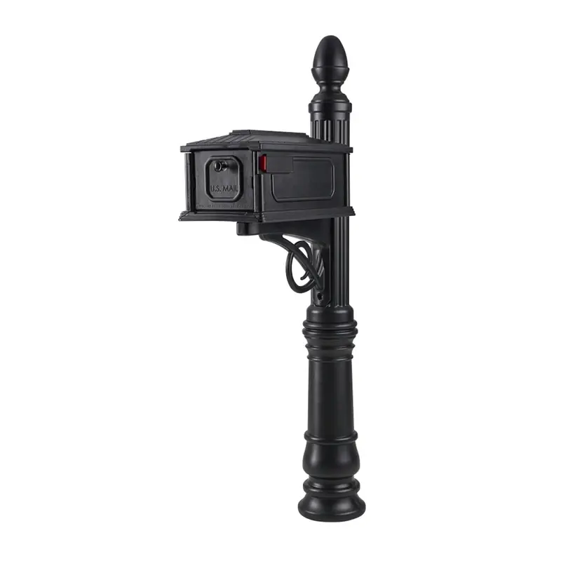 Stratford Decorative Plastic Post Mount Black Mailbox - Medium Size