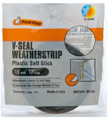 V-Seal Weatherstrip Tape, Brown, 7/8 In. X 17 Ft.