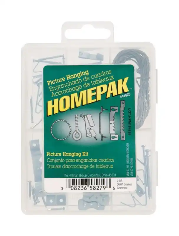 HILLMAN Homepak Zinc Silver Standard Picture Hanging Set 30 Lb 50 Pk