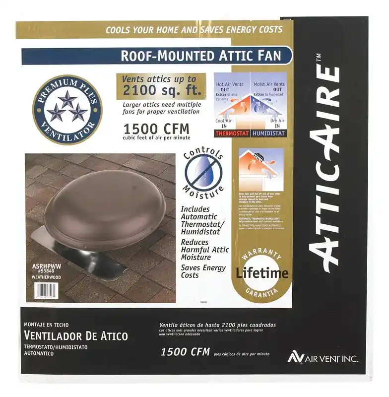 Roof-Mount Attic Ventilator, Weatherwood, 2100-Sq. Ft.