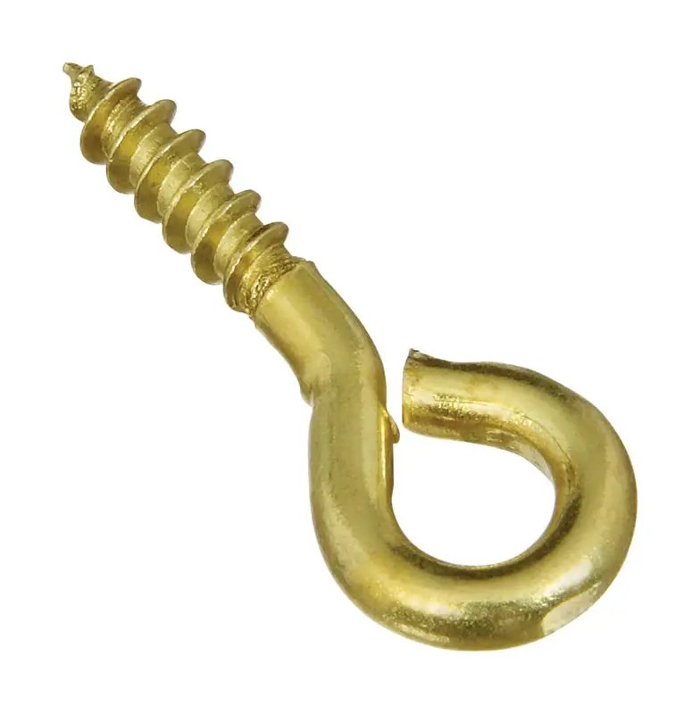 National Hardware 0.10 In. D X 15/16 In. L Polished Brass Screw Eye 15 Lb. Cap. 7 Pk