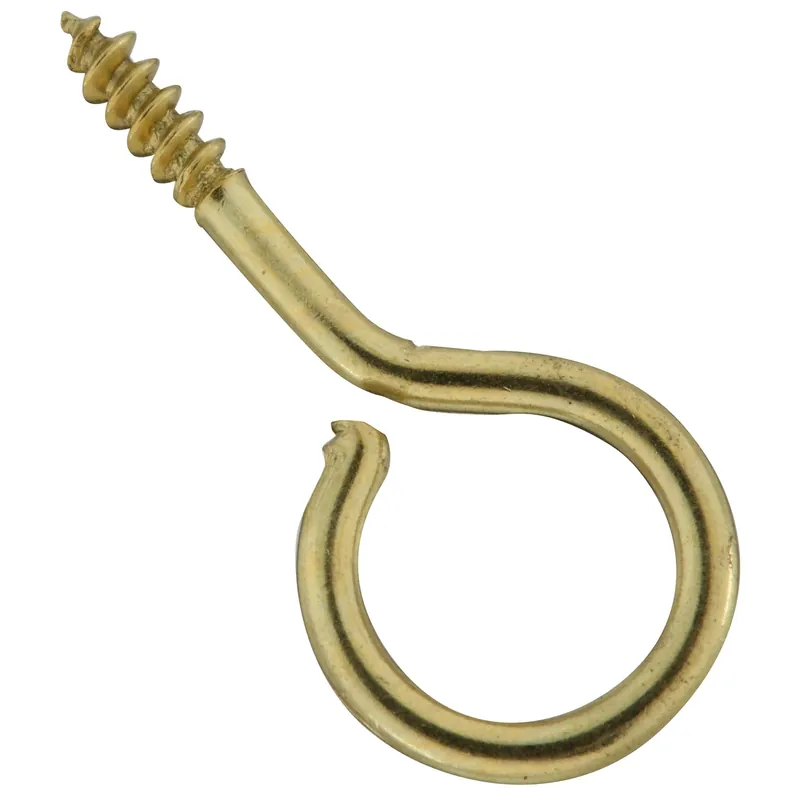 National Hardware 0.08 In. D X 1-1/16 In. L Polished Brass Screw Eye 5 Lb. Cap. 6 Pk