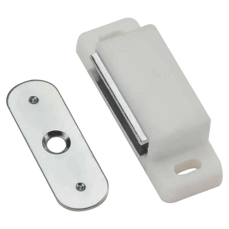 National Hardware 2-1/32 In. W X 2 In. L White Metal Magnetic Catch 1 Pk