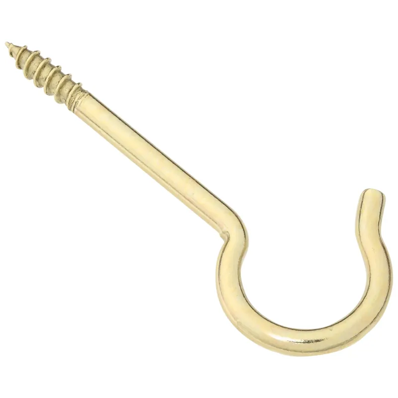 National Hardware Gold Solid Brass 3-3/8 In. L Ceiling Hook 25 Lb 2 Pk