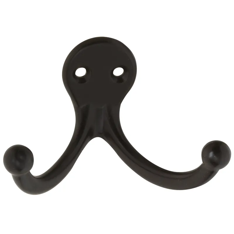 National Hardware 2.93 In. L Oil Rubbed Bronze Black Zinc Double Clothes Hook 35 Lb. Cap. 2 Pk