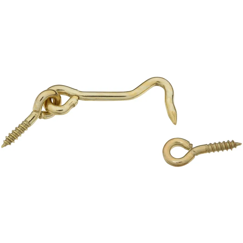 National Hardware Gold Solid Brass 2 In. L Hook And Eye 1 Pk