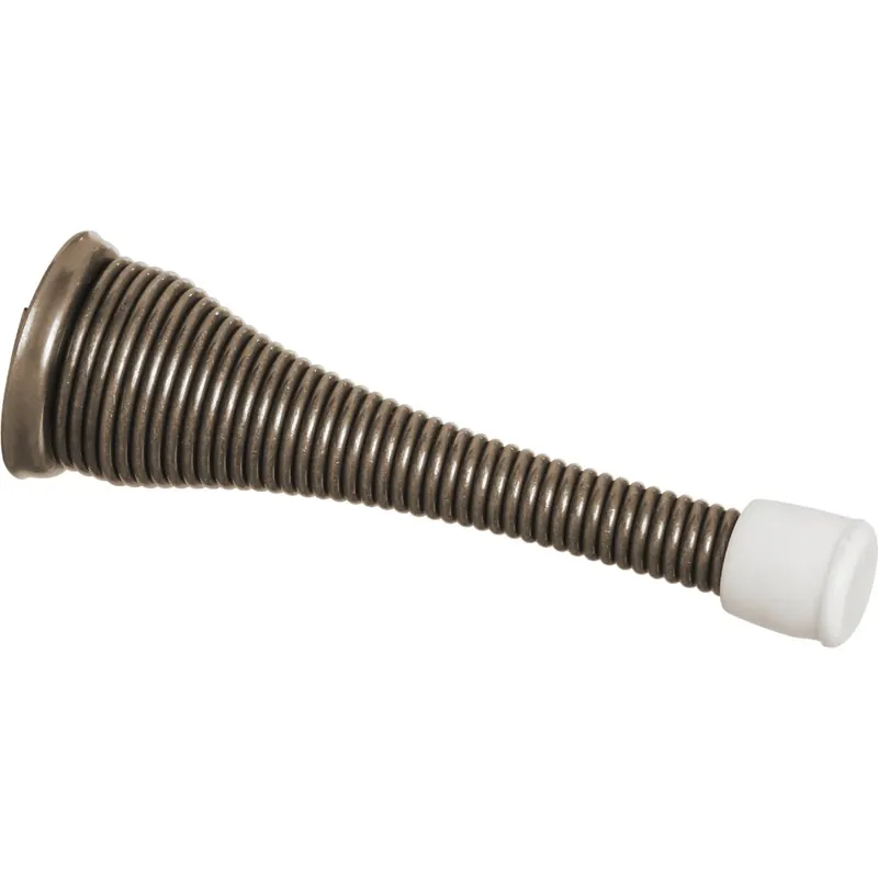 Door Stop, Spring, Antique Brass, 3 In.