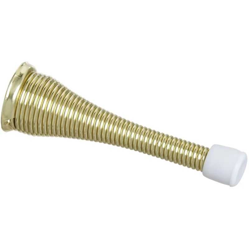 National Hardware 3 In. W Steel W/Rubber Tip Brass Spring Door Stop Mounts To Wall .75 In.