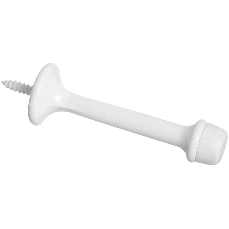 National Hardware 3 In. L Zinc W/Rubber Tip White Rigid Door Stop Mounts To Wall .75 In.