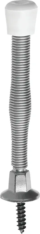 Door Stop, Spring, Satin Nickel, 3 In.