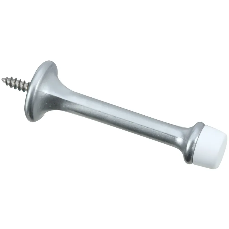 National Hardware 3 In. L Zinc W/Rubber Tip Satin Chrome Silver Rigid Door Stop Mounts To Wall .75 I