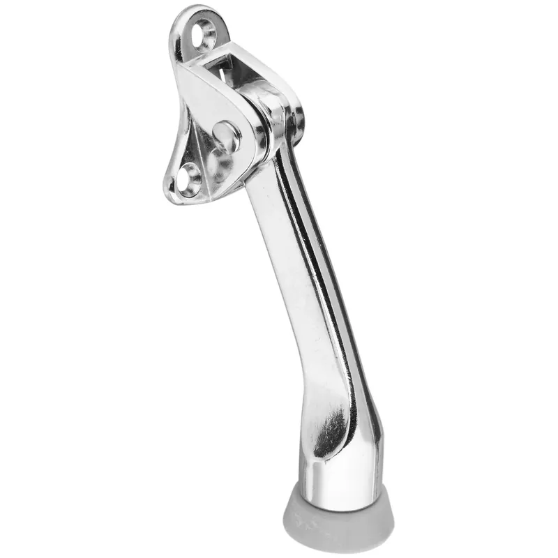 Doorstop, Wall-Mount, Kick-Down, Chrome, 4 In.