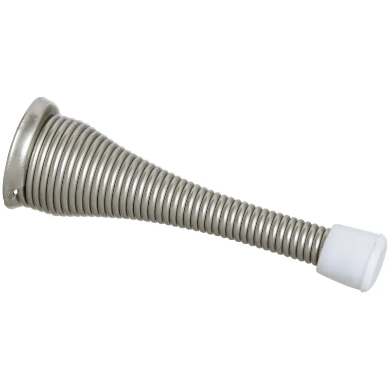 National Hardware Steel W/Rubber Tip Satin Nickel Silver Spring Door Stop Mounts To Wall .75 In.