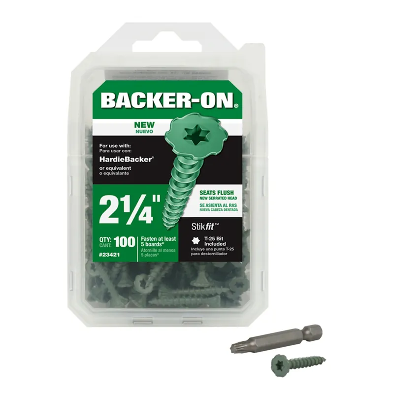 Backer-On No. 9 In. X 2-1/4 In. L Star Round Head Serrated Cement Board Screws