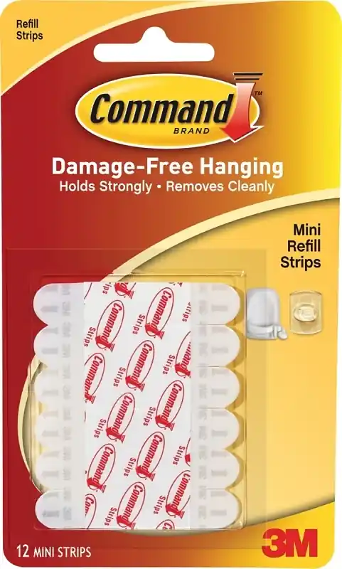 3M Command Mini Foam Adhesive Strips 1.177 In. L 12 Pk