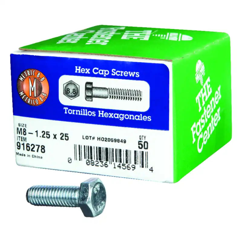 Hillman M8-1.25 Mm2 D X 25 Mm2 L Heat Treated Steel Hex Head Cap Screw 50 PK