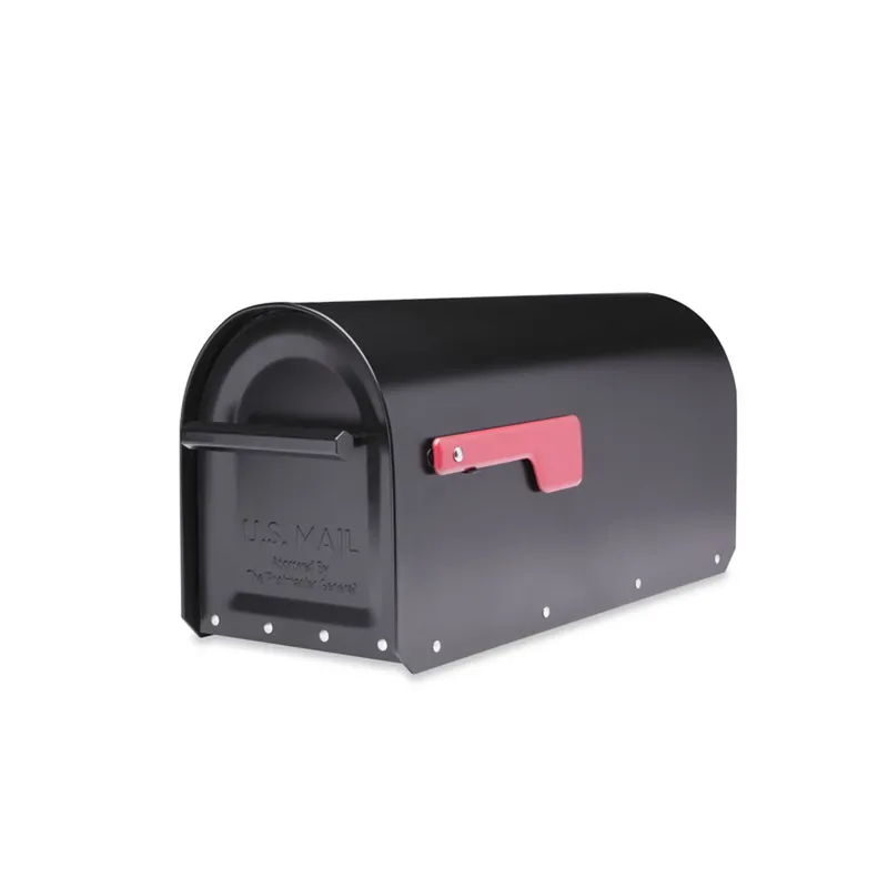 Sequoia Modern Galvanized Steel Post Mount Black Mailbox 9.7 In H