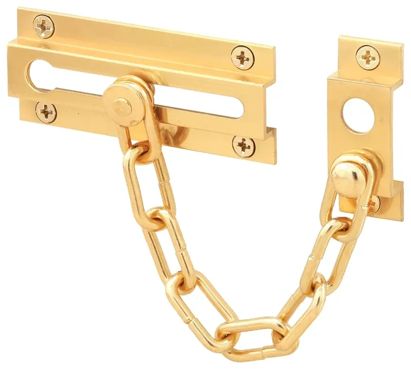 U 9907 Brass Chain Door Guard With Steel Chain, 3.25 In. Length