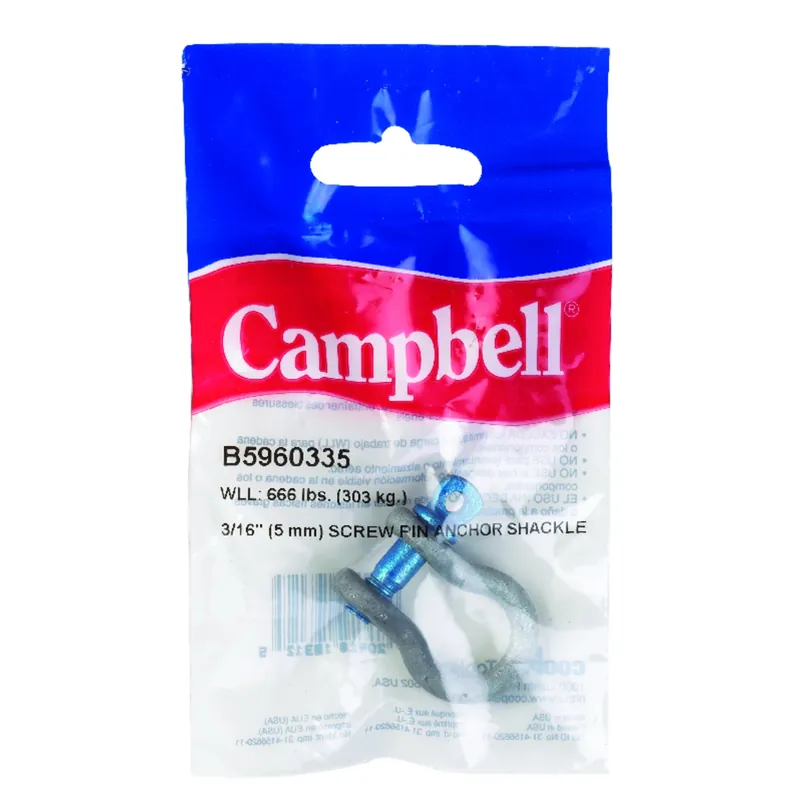 Screw Pin Anchor Shackle, 3/16 In.