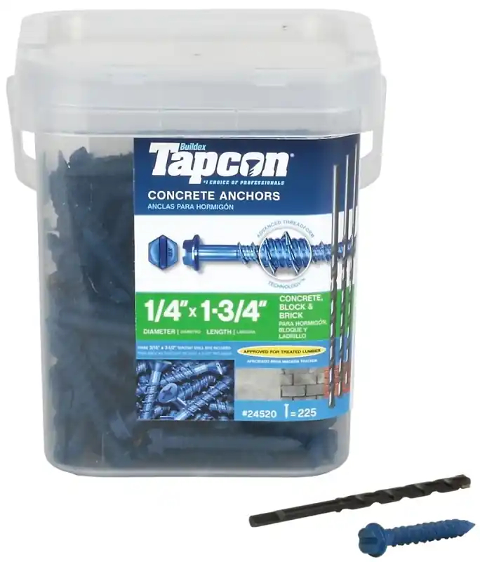 Tapcon 1/4 In. D X 1-3/4 In. L Steel Hex Head Concrete Screw Anchor 225 Pk