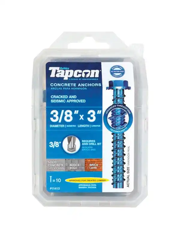 Tapcon 3/8 In. D X 3 In. L Steel Hex Head Concrete Screw Anchor 10 Pk
