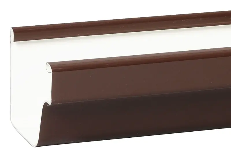 Gutter, K-Style, Traditional, Vinyl, Brown, 10-Ft.