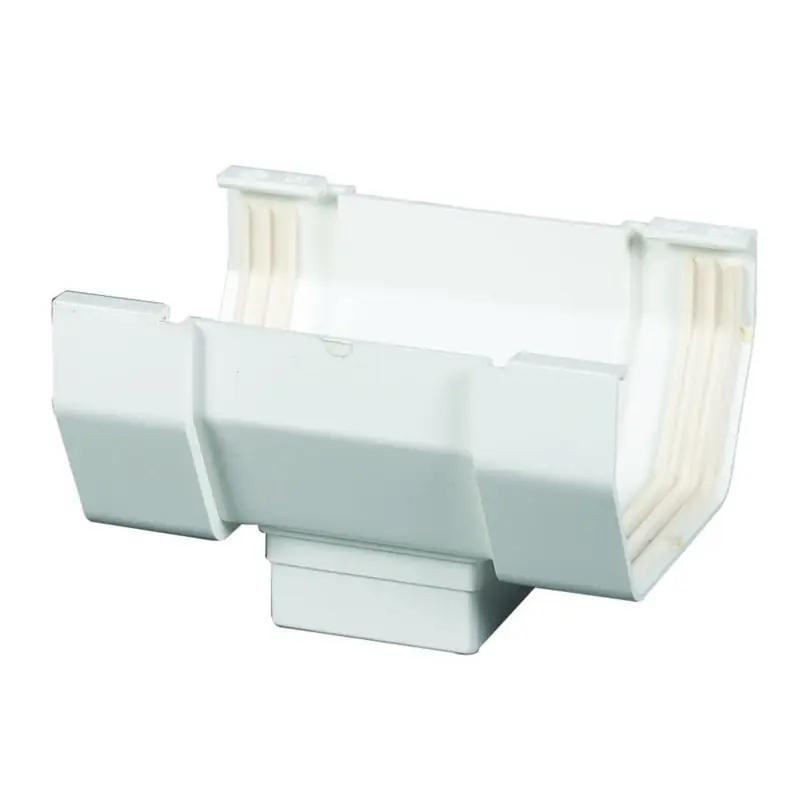 Gutter Center Drop Outlet, Contemporary, Vinyl, White, 5-In.
