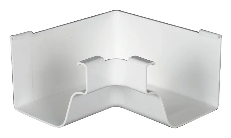 Gutter Inside Miter, K-Style, Traditional, Vinyl, White, 5-In.