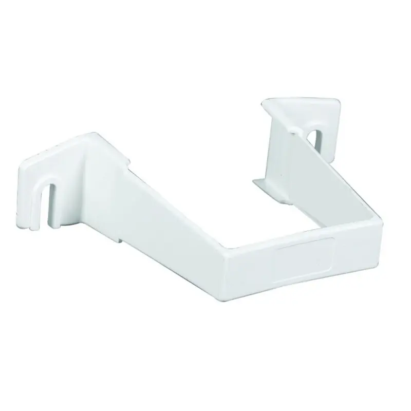 Downspout Clip, Square, Vinyl, White, 2-In.