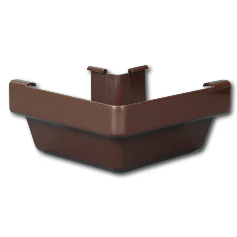 Gutter Outside Miter, K-Style, Traditional, Vinyl, Brown, 5-In.
