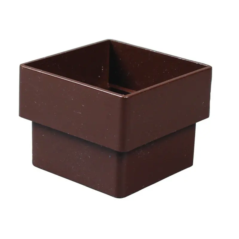 Downspout Connector, Square, Vinyl, Brown, 2-In.