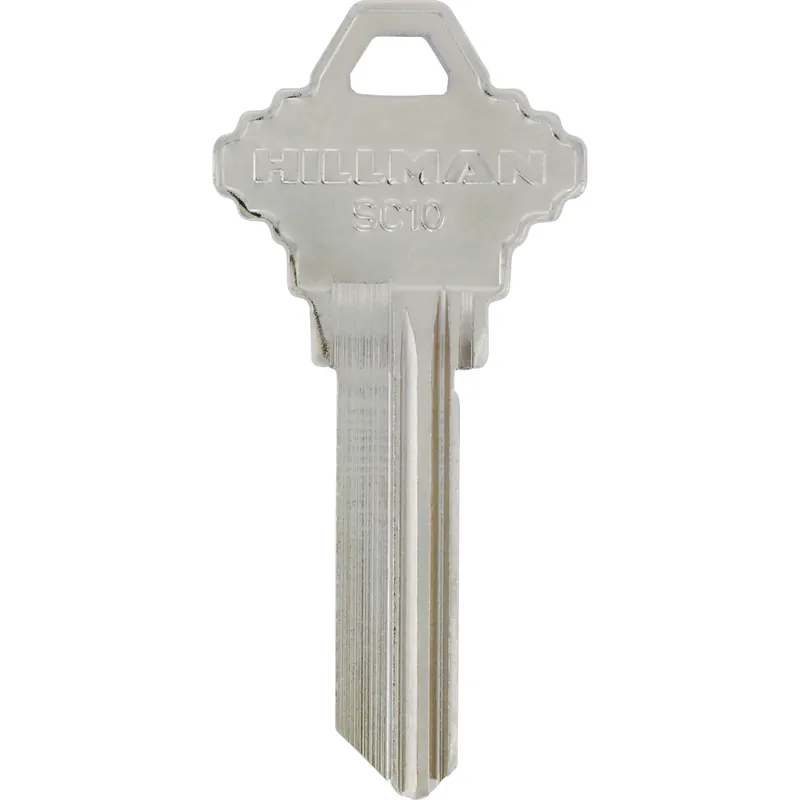 HILLMAN Traditional Silver House/Office Key Blank 125 Single For Schlage Locks Silver