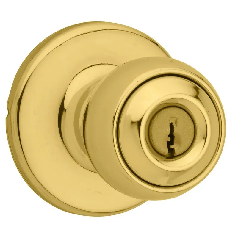 Security Polo Entry Lockset, Polished Brass