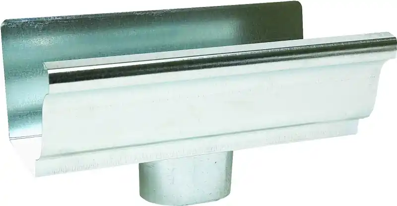 End Piece With Drop For 5 In. Gutter, Mill Finish Galvanized Steel