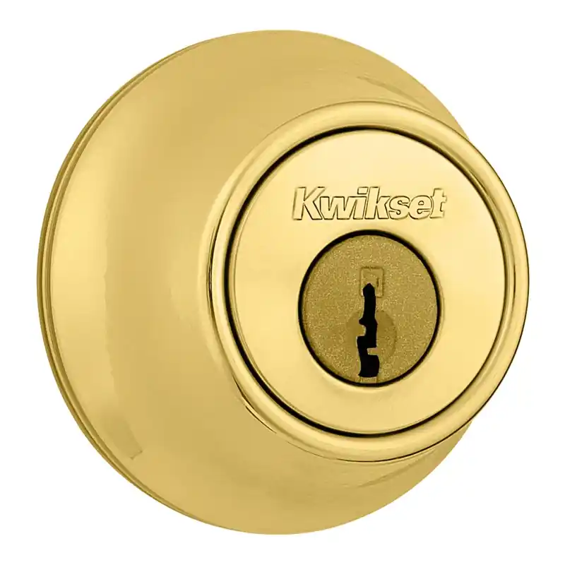 Polished Brass Single Cylinder Deadbolt With Adjustable Latch And Grade 3 Security