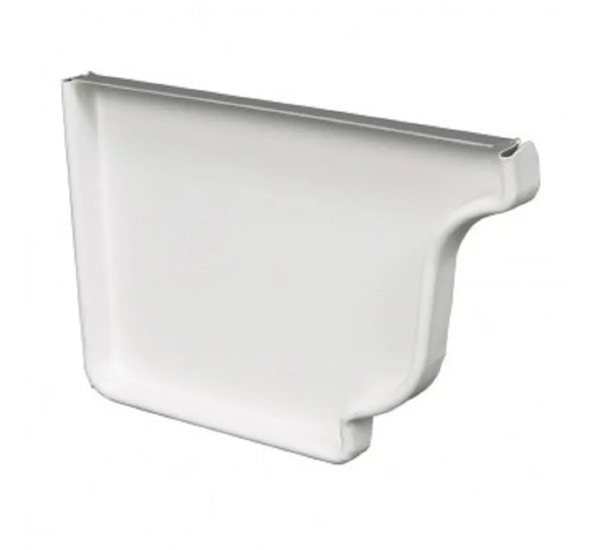White Aluminum Left End Cap – 3.5" H X 5" W X 0.5" L – Amerimax Gutter Accessory