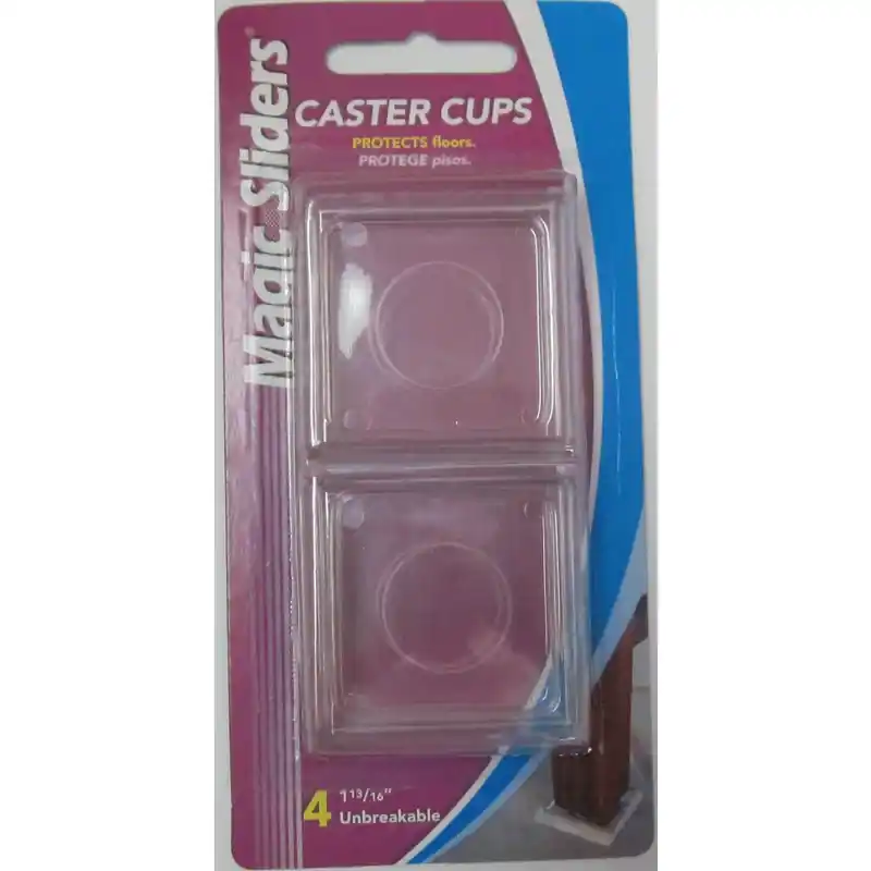 Magic Sliders Plastic Caster Cup Clear Square 1-13/16 In. W X 1-13/16 In. L 4 Pk