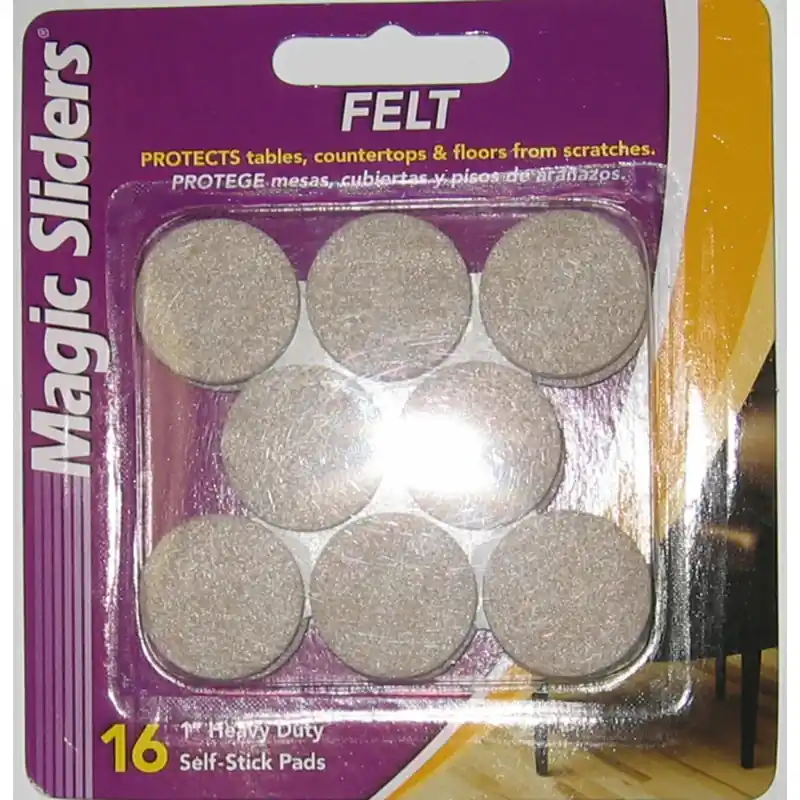 Magic Sliders Felt Self Adhesive Protective Pads Oatmeal Round 1 In. W X 1 In. L 16 Pk