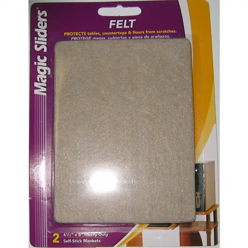 Magic Sliders Felt Self Adhesive Protective Pads Tan Rectangle 6 In. W X 4-1/2 In. L 2 Pk