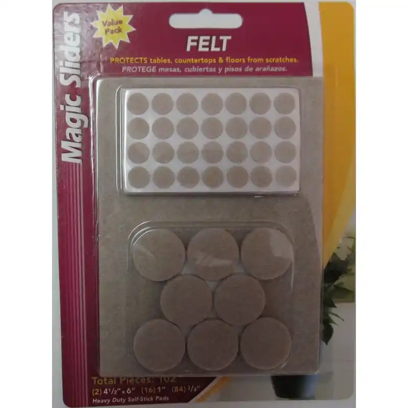 Magic Sliders Felt Self Adhesive Protective Pads Oatmeal Assorted 102 Pk