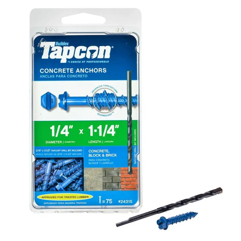 Tapcon 1/4 In. D X 1-1/4 In. L Steel Hex Head Concrete Screw Anchor 75 Pk
