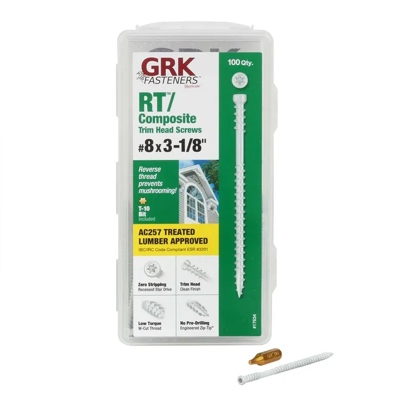GRK Fasteners No. 8 X 3-1/8 In. L Star Climatek Coarse Trim Screws 100 Pk